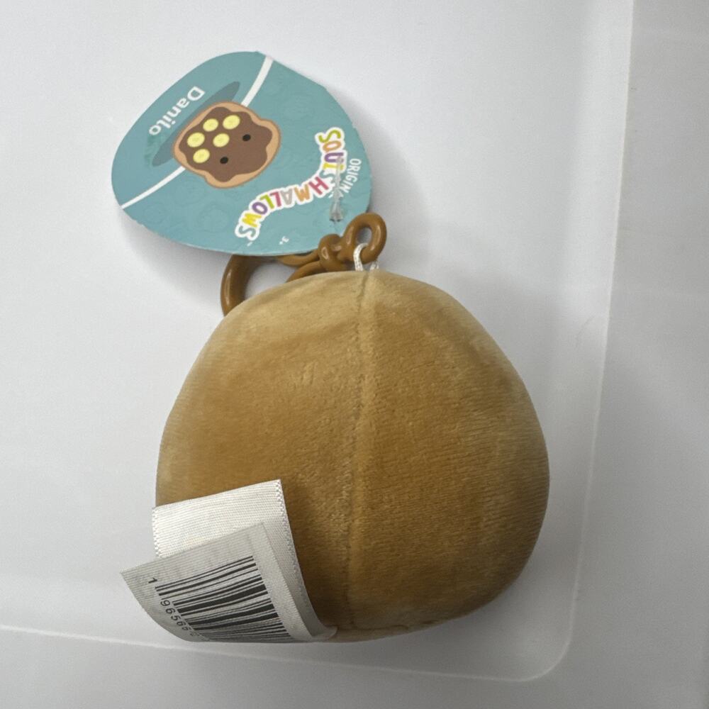 NWT Squishmallow Kellytoy Plush Sp Food Danilo as Toast Clip On Keychain 3.5" - Picture 2 of 3
